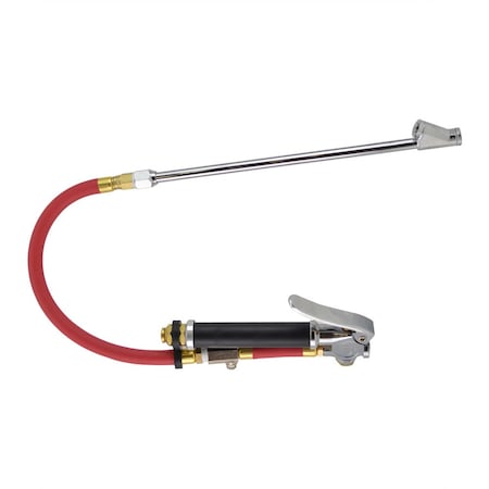 Interstate Pneumatics HD Inflator 10-120 PSI w/ 12" Rubber Hose Whipend & 11" Straight-in Dual Foot Tilt-Lock Truck Chuck TF5108BL